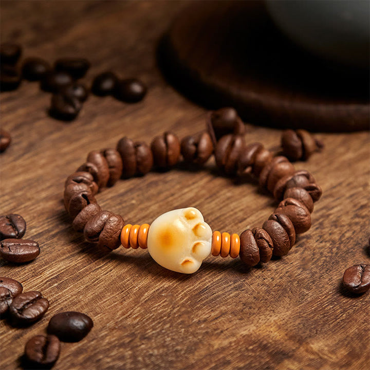 Pulsera de cuentas de semillas Bodhi con granos de café y pata de gato natural de Buddha Stones - image 3