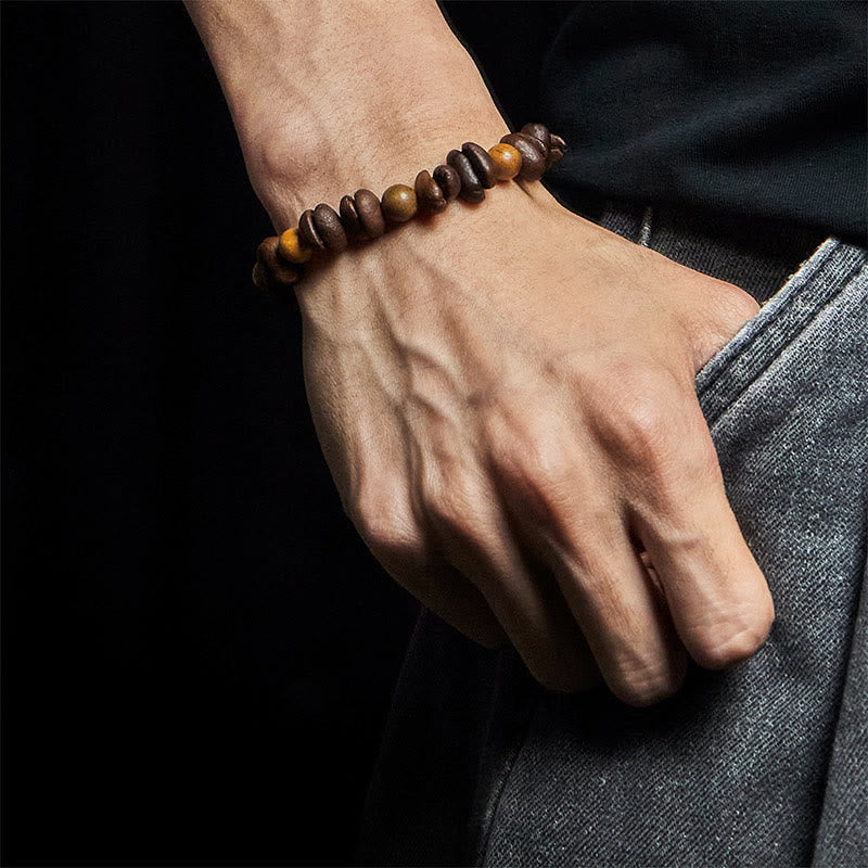 Pulsera positiva de granos de café natural y sándalo verde con Buddha Stones - image 5