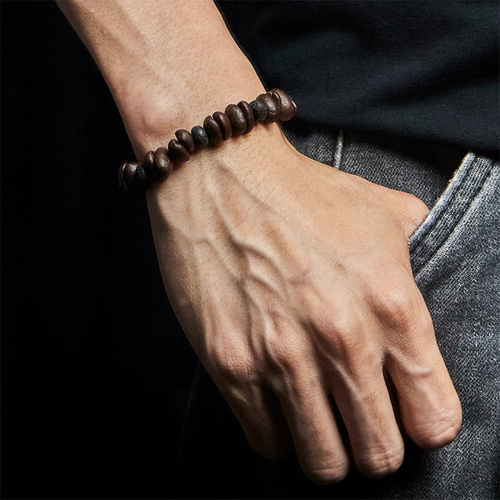 Pulsera de cuentas de roca de lava con jaspe gris y granos de café naturales de Buddha Stones - image 15
