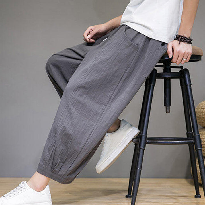Pantalones harén casuales de algodón Buddha Stones para hombre, de largo 7-8, con bolsillos - image 8