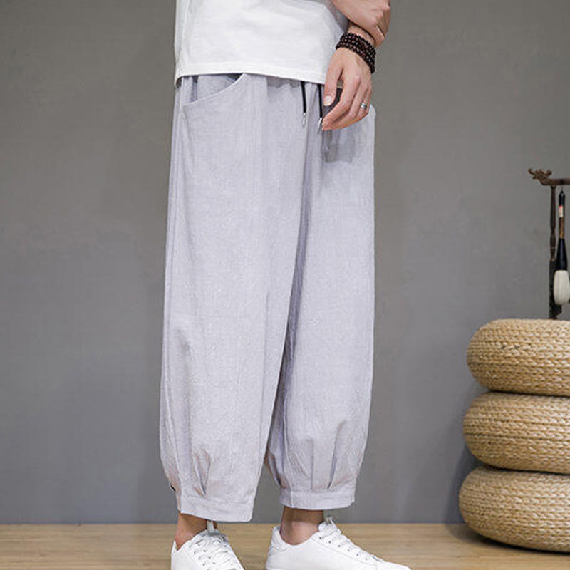 Pantalones harén casuales de algodón Buddha Stones para hombre, de largo 7-8, con bolsillos - image 15