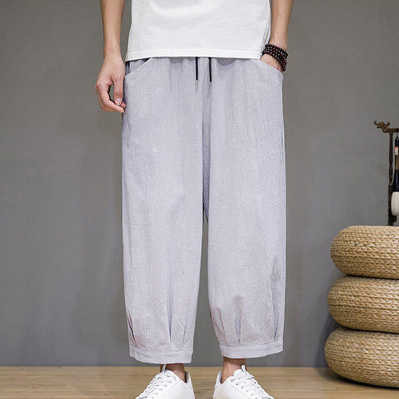 Pantalones harén casuales de algodón Buddha Stones para hombre, de largo 7-8, con bolsillos - image 13
