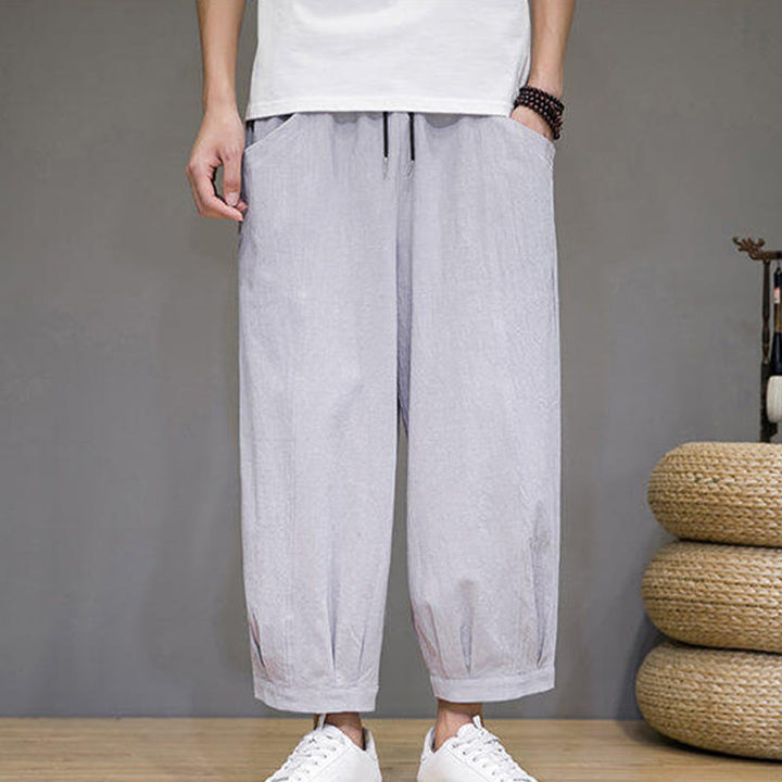 Pantalones harén casuales de algodón Buddha Stones para hombre, de largo 7-8, con bolsillos - image 13