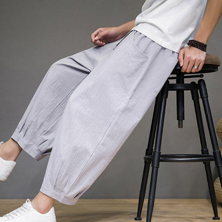 Pantalones harén casuales de algodón Buddha Stones para hombre, de largo 7-8, con bolsillos - image 17