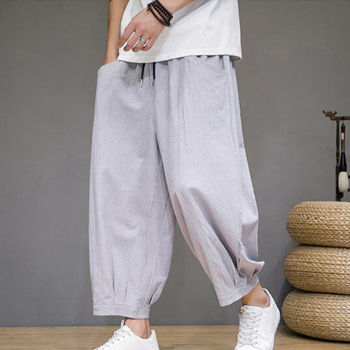 Pantalones harén casuales de algodón Buddha Stones para hombre, de largo 7-8, con bolsillos - image 15
