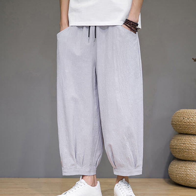 Pantalones harén casuales de algodón Buddha Stones para hombre, de largo 7-8, con bolsillos - image 10