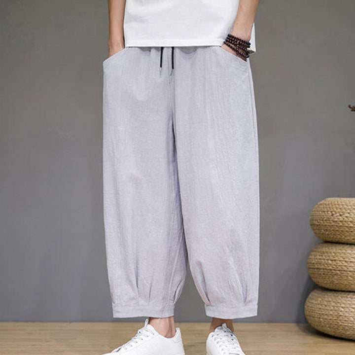 Pantalones harén casuales de algodón Buddha Stones para hombre, de largo 7-8, con bolsillos - image 10