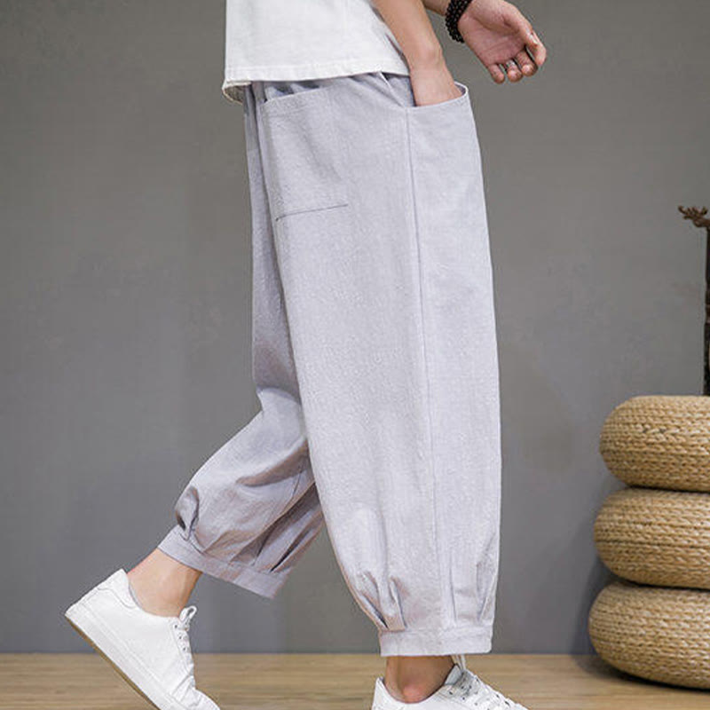 Pantalones harén casuales de algodón Buddha Stones para hombre, de largo 7-8, con bolsillos - image 17