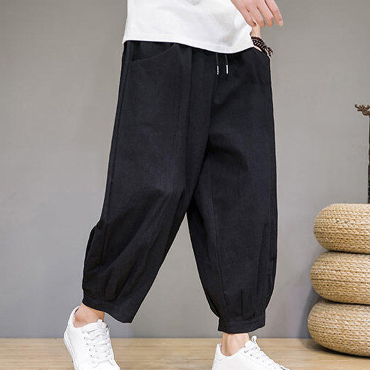 Pantalones harén casuales de algodón Buddha Stones para hombre, de largo 7-8, con bolsillos - image 19