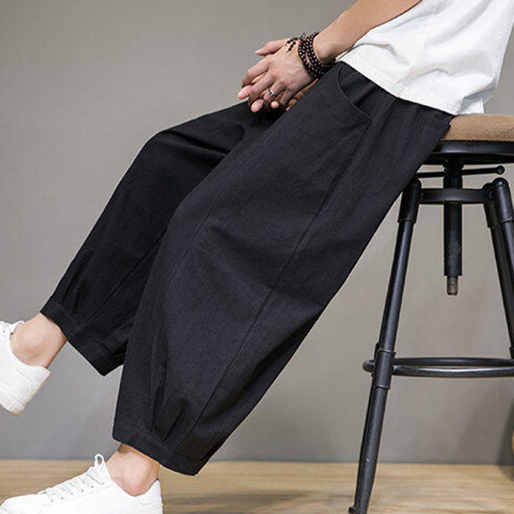 Pantalones harén casuales de algodón Buddha Stones para hombre, de largo 7-8, con bolsillos - image 26