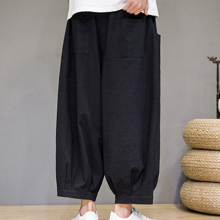 Pantalones harén casuales de algodón Buddha Stones para hombre, de largo 7-8, con bolsillos - image 23