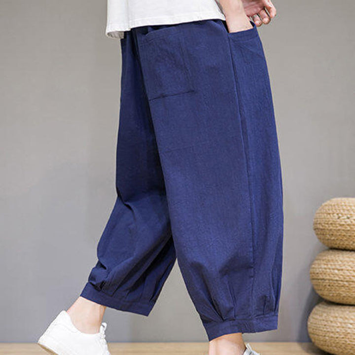 Pantalones harén casuales de algodón Buddha Stones para hombre, de largo 7-8, con bolsillos - image 28