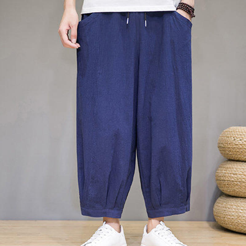 Pantalones harén casuales de algodón Buddha Stones para hombre, de largo 7-8, con bolsillos - image 32