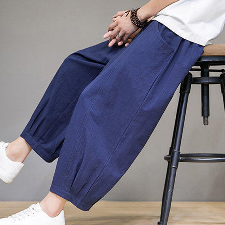 Pantalones harén casuales de algodón Buddha Stones para hombre, de largo 7-8, con bolsillos - image 36