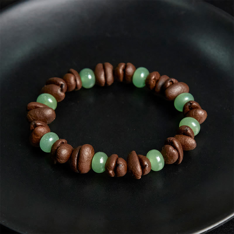 Pulsera de cuentas de jade Huanglong con granos de café natural y aventurina verde de Buddha Stones - image 4