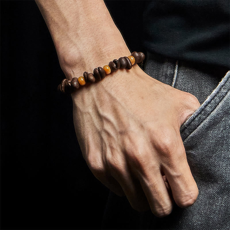 Pulsera de cuentas de jade Huanglong con granos de café natural y aventurina verde de Buddha Stones - image 10