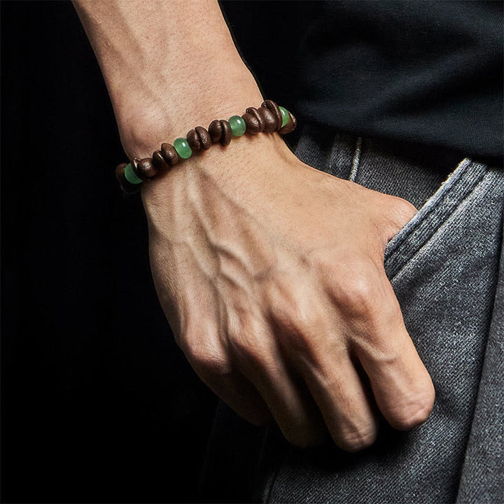 Pulsera de cuentas de jade Huanglong con granos de café natural y aventurina verde de Buddha Stones - image 5