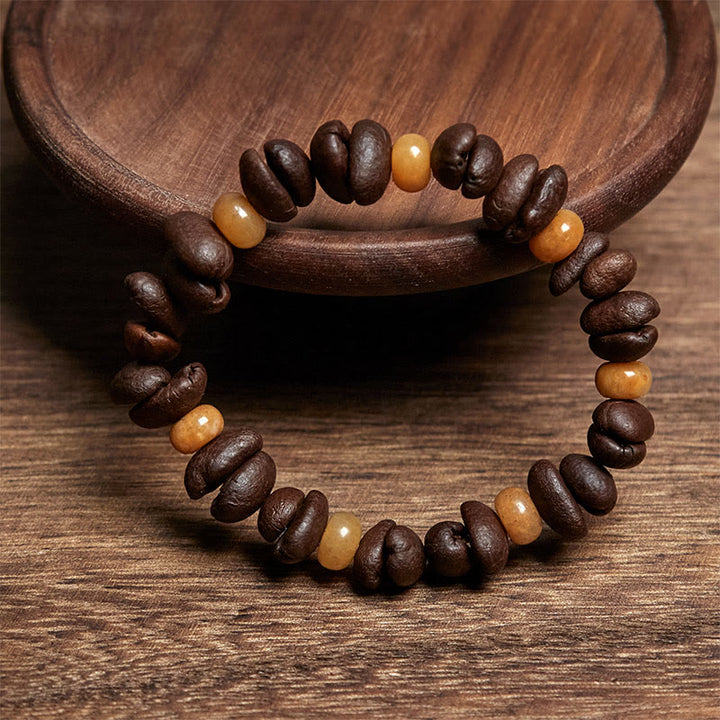 Pulsera de cuentas de jade Huanglong con granos de café natural y aventurina verde de Buddha Stones - image 7