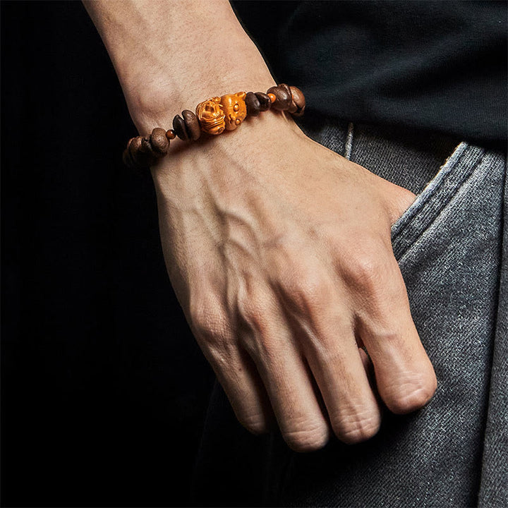 Buddha Stones Pulsera de madera de wengué con granos de café y zorro natural - image 5