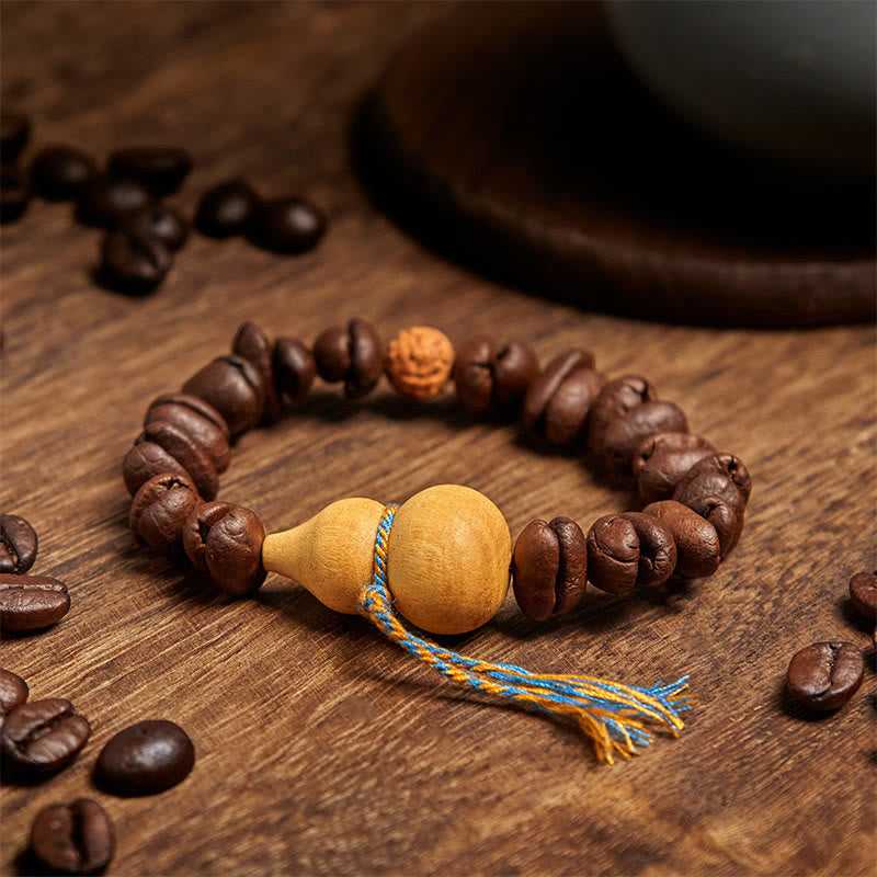 Pulsera de granos de café y calabaza natural con Buddha Stones - image 3