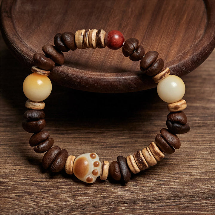 Pulsera de semillas de bodhi con granos de café y pata de gato hecha a mano con Buddha Stones - image 2