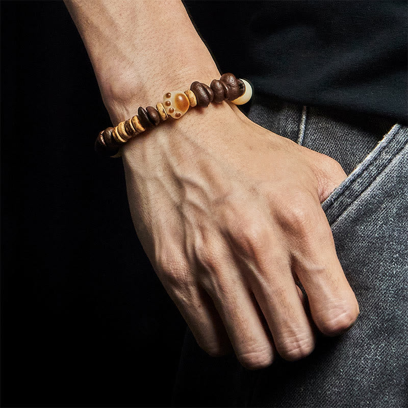 Pulsera de semillas de bodhi con granos de café y pata de gato hecha a mano con Buddha Stones - image 5