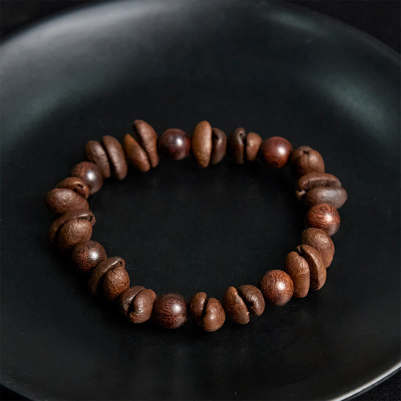 Pulsera protectora de sándalo y granos de café naturales con Buddha Stones - image 4