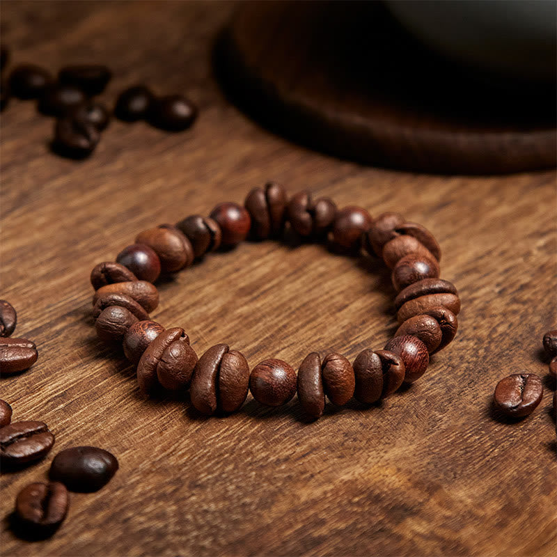 Pulsera protectora de sándalo y granos de café naturales con Buddha Stones - image 3
