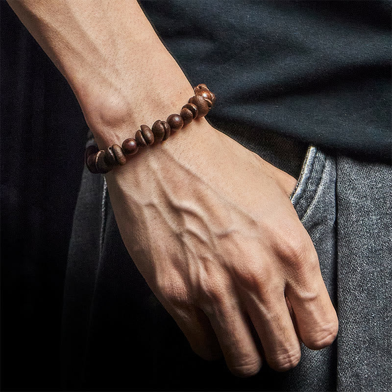 Pulsera protectora de sándalo y granos de café naturales con Buddha Stones - image 5