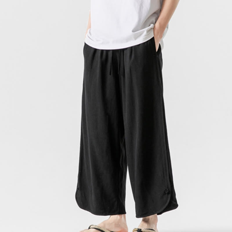 Pantalones casuales holgados de algodón y lino con botones de rana para hombre, de Buddha Stones, con bolsillos, talla 7-8 - image 16
