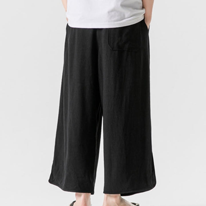 Pantalones casuales holgados de algodón y lino con botones de rana para hombre, de Buddha Stones, con bolsillos, talla 7-8 - image 13