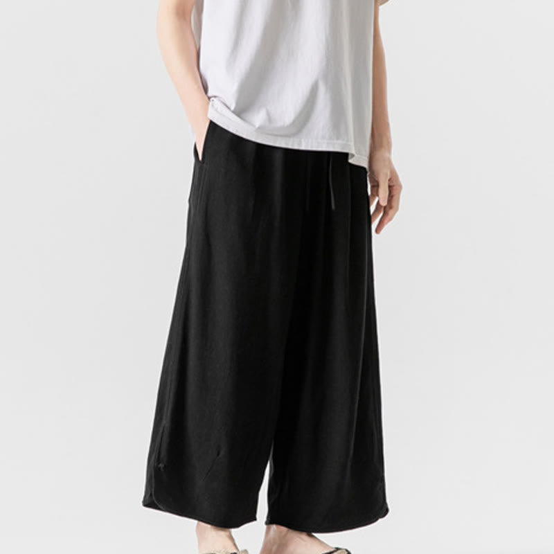Pantalones casuales holgados de algodón y lino con botones de rana para hombre, de Buddha Stones, con bolsillos, talla 7-8 - image 21