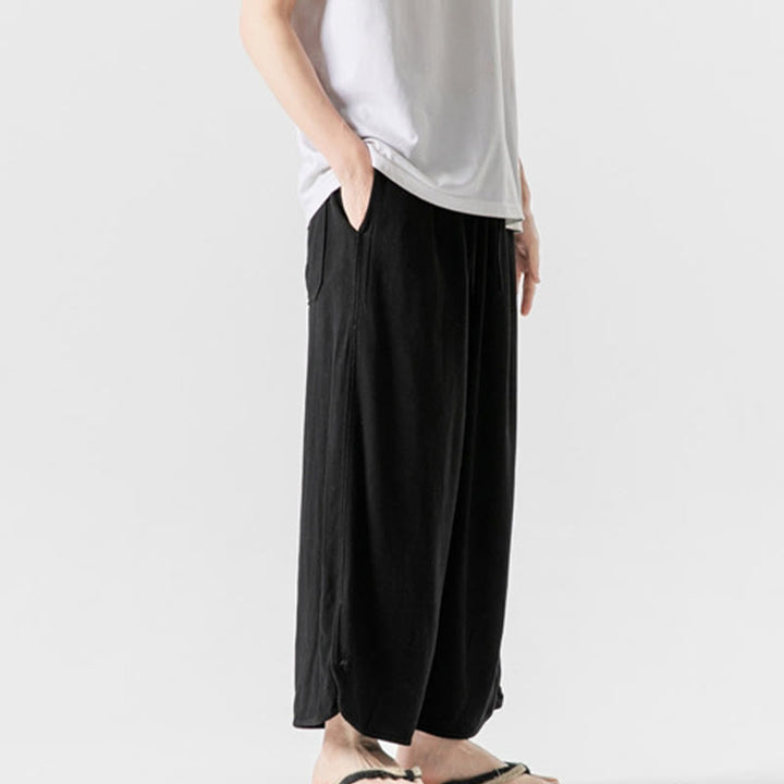 Pantalones casuales holgados de algodón y lino con botones de rana para hombre, de Buddha Stones, con bolsillos, talla 7-8 - image 18