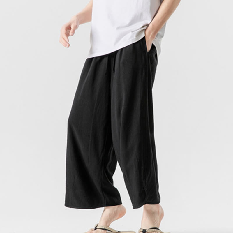 Pantalones casuales holgados de algodón y lino con botones de rana para hombre, de Buddha Stones, con bolsillos, talla 7-8 - image 19