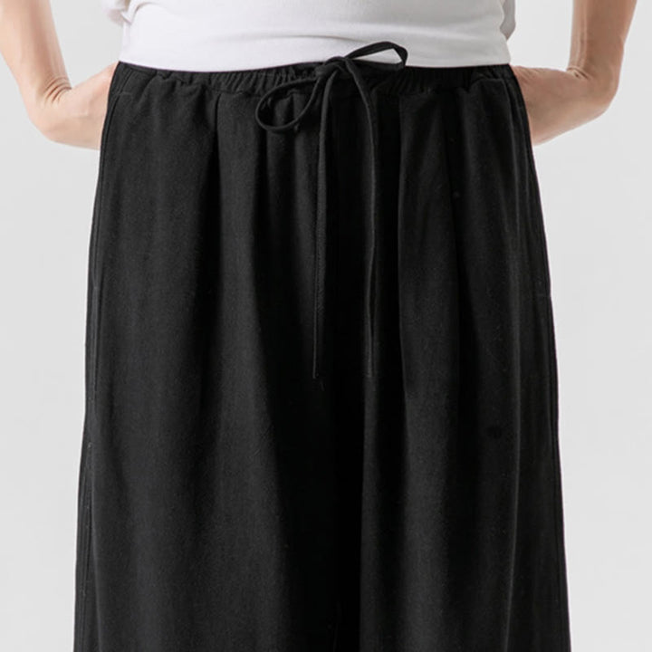 Pantalones casuales holgados de algodón y lino con botones de rana para hombre, de Buddha Stones, con bolsillos, talla 7-8 - image 25