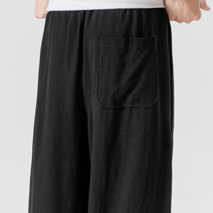 Pantalones casuales holgados de algodón y lino con botones de rana para hombre, de Buddha Stones, con bolsillos, talla 7-8 - image 26