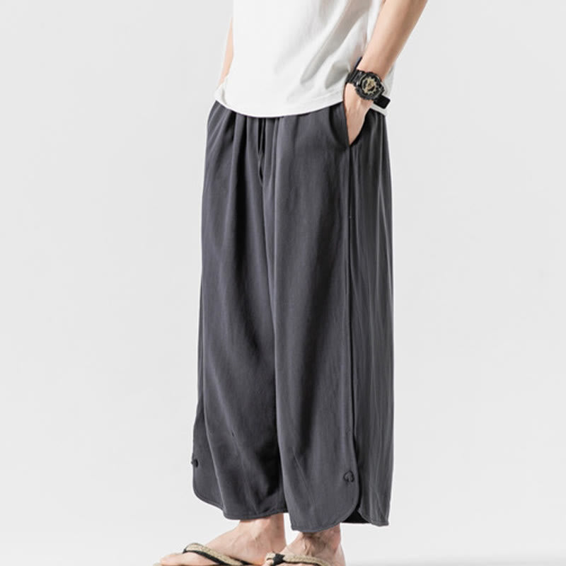 Pantalones casuales holgados de algodón y lino con botones de rana para hombre, de Buddha Stones, con bolsillos, talla 7-8 - image 30