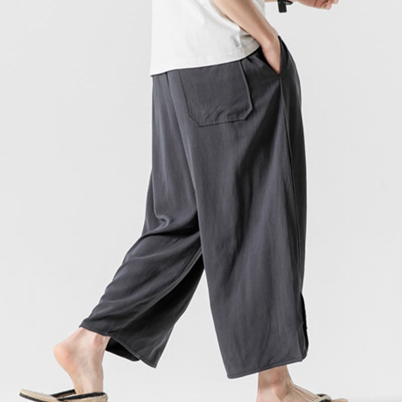 Pantalones casuales holgados de algodón y lino con botones de rana para hombre, de Buddha Stones, con bolsillos, talla 7-8 - image 36