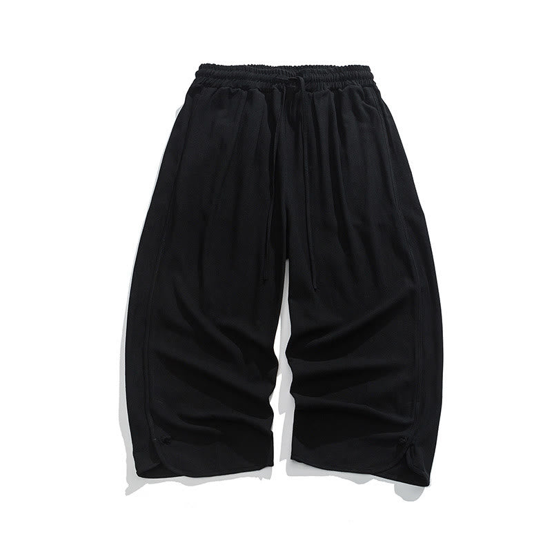 Pantalones casuales holgados de algodón y lino con botones de rana para hombre, de Buddha Stones, con bolsillos, talla 7-8 - image 12