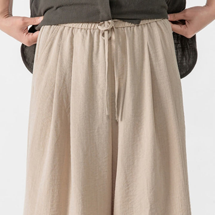 Pantalones casuales holgados de algodón Buddha Stones con botones de rana para hombre, de pierna ancha y bolsillos, de largo 7-8 - image 11