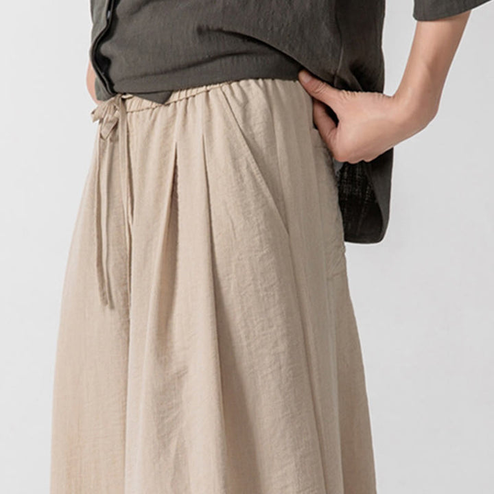 Pantalones casuales holgados de algodón Buddha Stones con botones de rana para hombre, de pierna ancha y bolsillos, de largo 7-8 - image 12