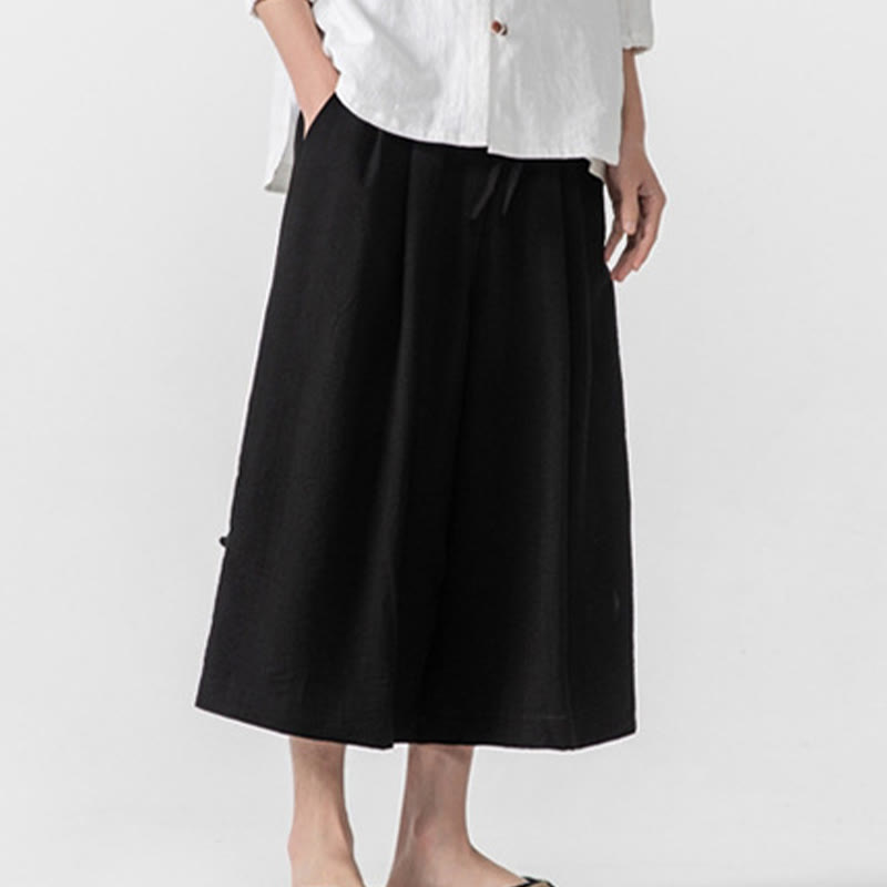 Pantalones casuales holgados de algodón Buddha Stones con botones de rana para hombre, de pierna ancha y bolsillos, de largo 7-8 - image 16