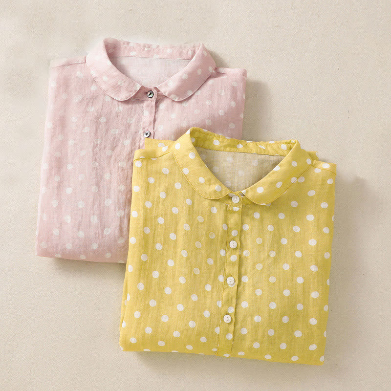 Vestido midi de poliéster con cuello alto, botones y lunares de primavera Buddha Stones y bolsillos - image 21