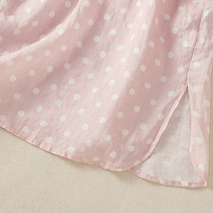 Vestido midi de poliéster con cuello alto, botones y lunares de primavera Buddha Stones y bolsillos - image 10