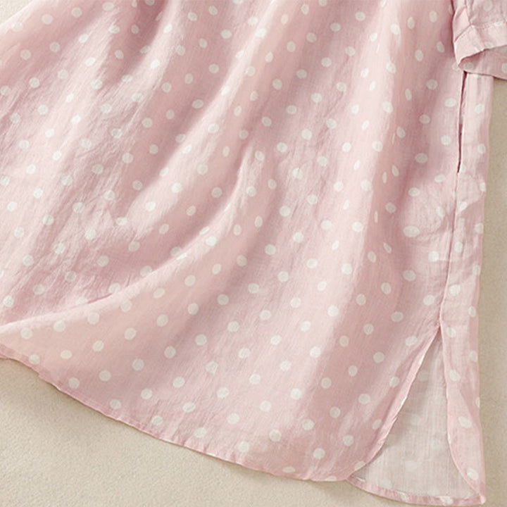 Vestido midi de poliéster con cuello alto, botones y lunares de primavera Buddha Stones y bolsillos - image 14