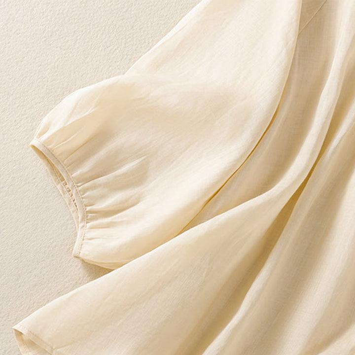 Camisa de algodón para mujer con cuello redondo, botones y manga tres cuartos, con estampado de Buddha Stones - image 19