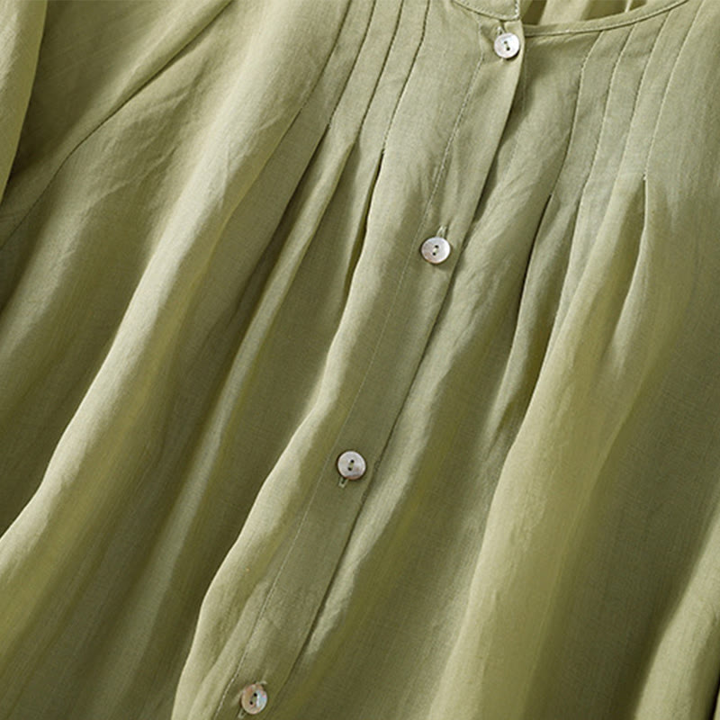 Camisa de algodón para mujer con cuello redondo, botones y manga tres cuartos, con estampado de Buddha Stones - image 8