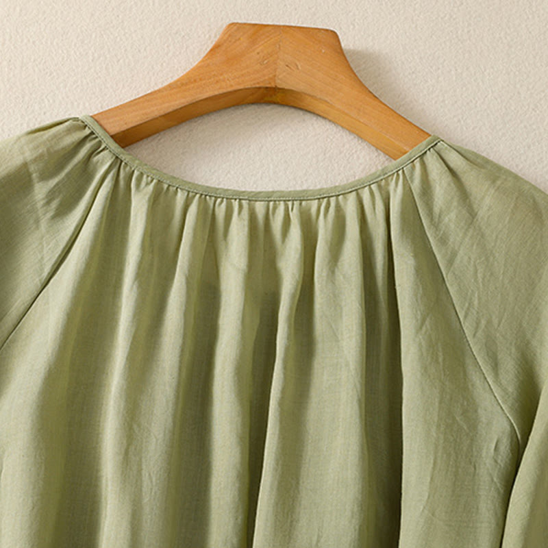 Camisa de algodón para mujer con cuello redondo, botones y manga tres cuartos, con estampado de Buddha Stones - image 7