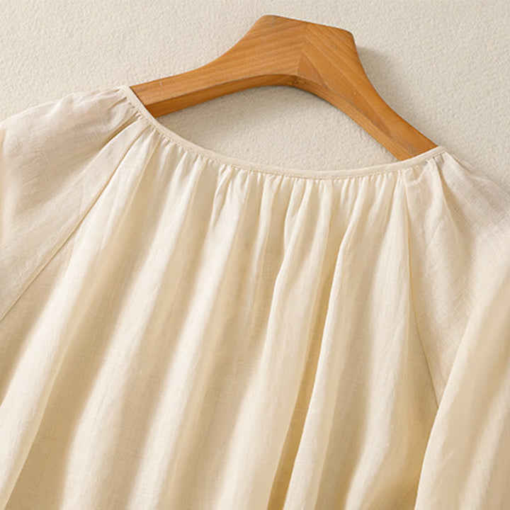 Camisa de algodón para mujer con cuello redondo, botones y manga tres cuartos, con estampado de Buddha Stones - image 16