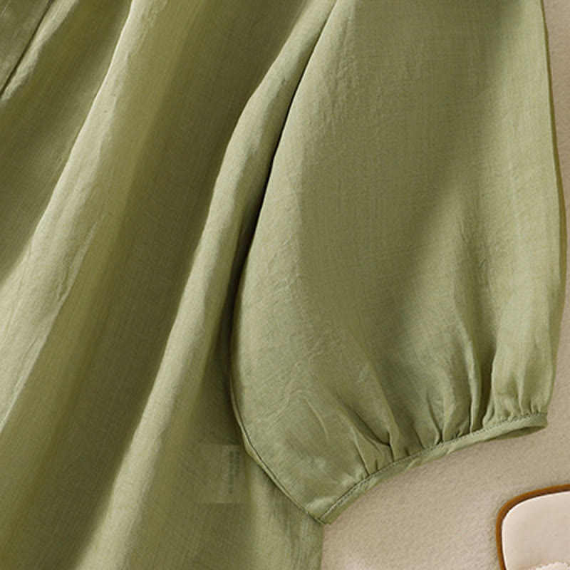 Camisa de algodón para mujer con cuello redondo, botones y manga tres cuartos, con estampado de Buddha Stones - image 10